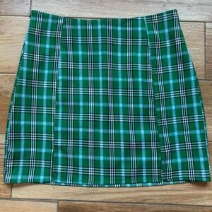 H&M Plaid Green Skirt